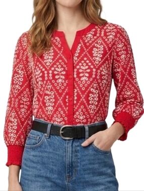 CABI Lyric Embroidered Eyelet Blouse